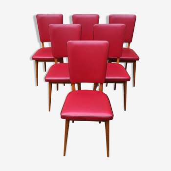 Chaises en skaï rouge