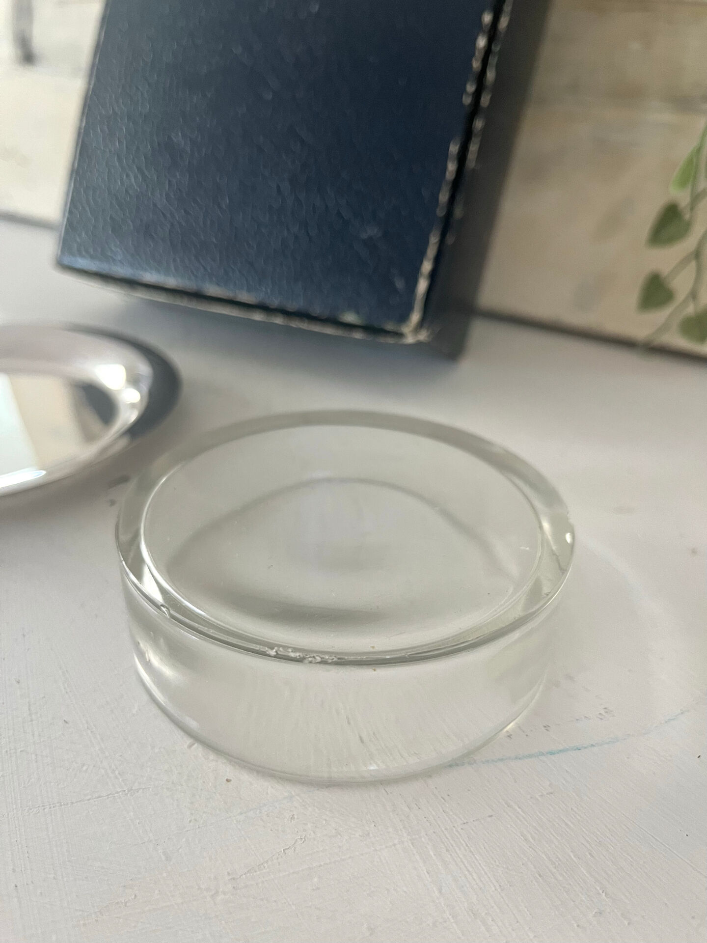 Silver plated butter dish with crystal insert by Ercuis, original box