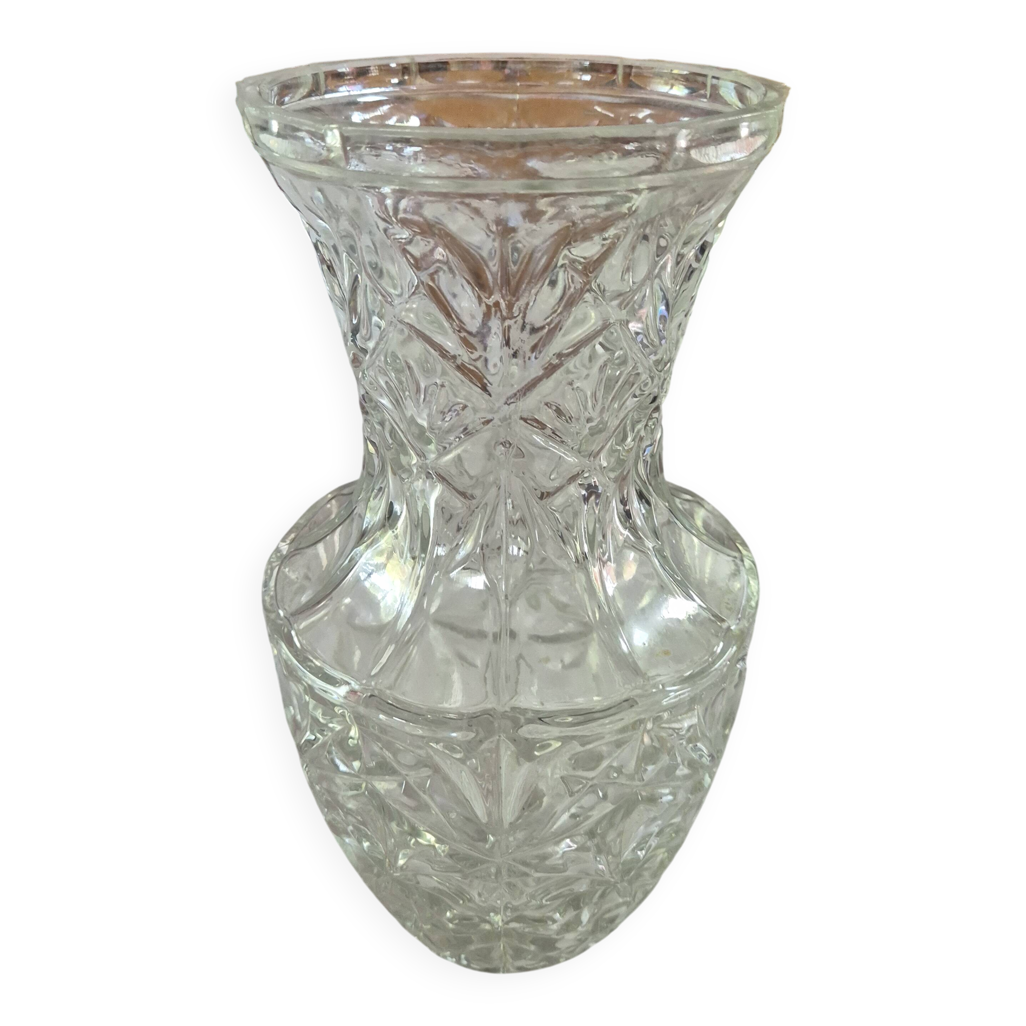 large vintage cut crystal vase