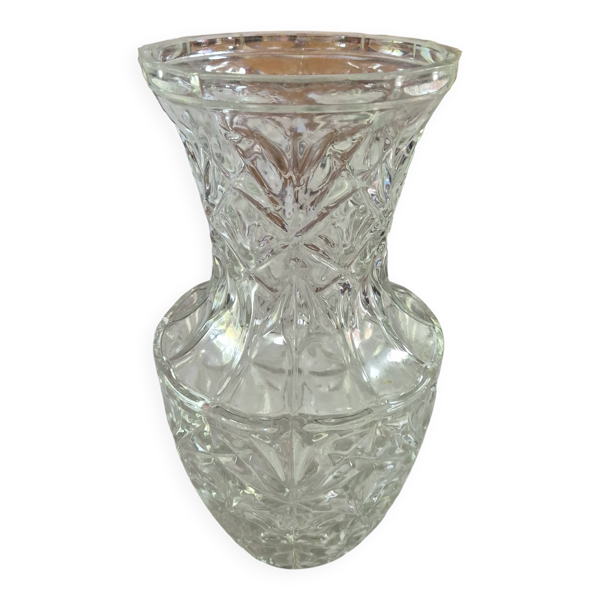 grand vase vintage en cristal ciselé