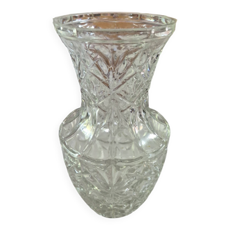 large vintage cut crystal vase