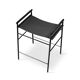 Set of 5 contemporary Artisan bar stools, black leather, black rubber.