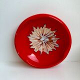 red ceramic ashtray signed Vallauris design 70s
