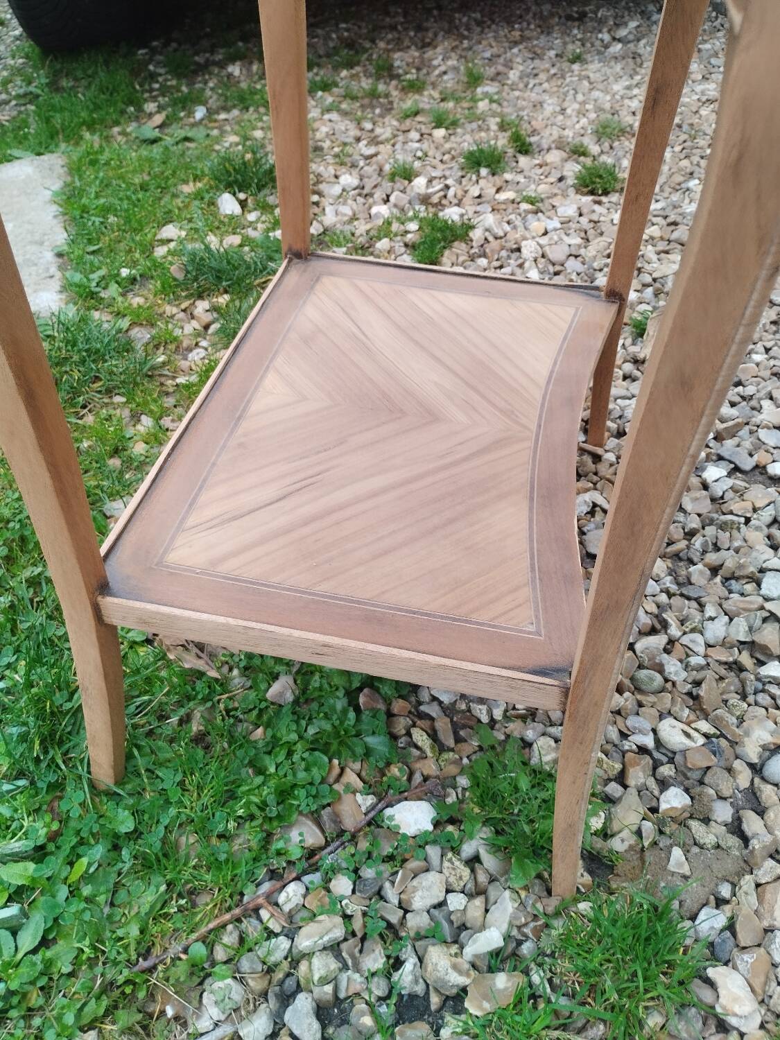 Antique Louis XVI style marquetry bedside table
