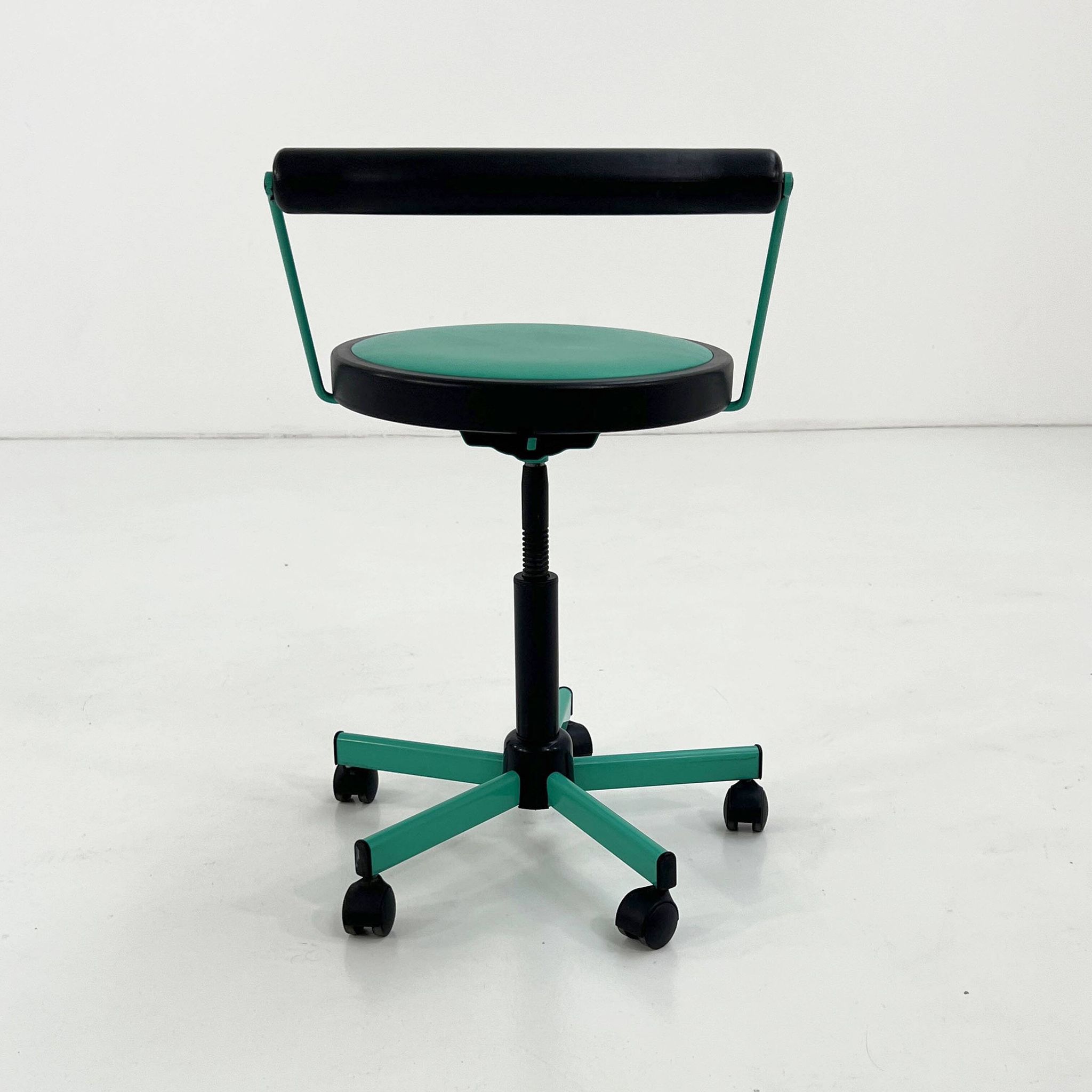 Turquoise adjustable office chair by Bieffeplast, 1980