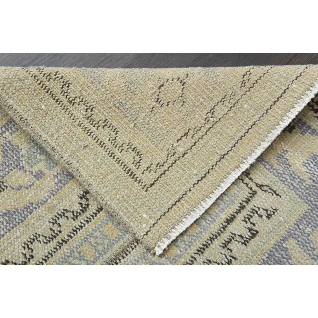 Vintage Turkish Oushak Handmade Wool Cotton Beige Runner Rug 71x315