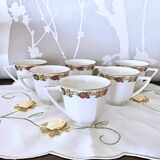 6 Limoges porcelain coffee cups Jean Boyer France vintage