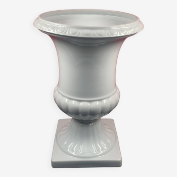 Large Medicis Vase on shower stand, gadroons, Limoges porcelain 38 cm