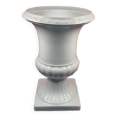 Large Medicis vase on shower foot, gadroons, Limoges porcelain 38 cm