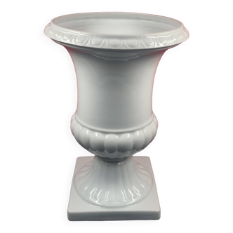 Grand Vase Medicis sur pied douche, godrons, porcelaine de Limoges 38 cm