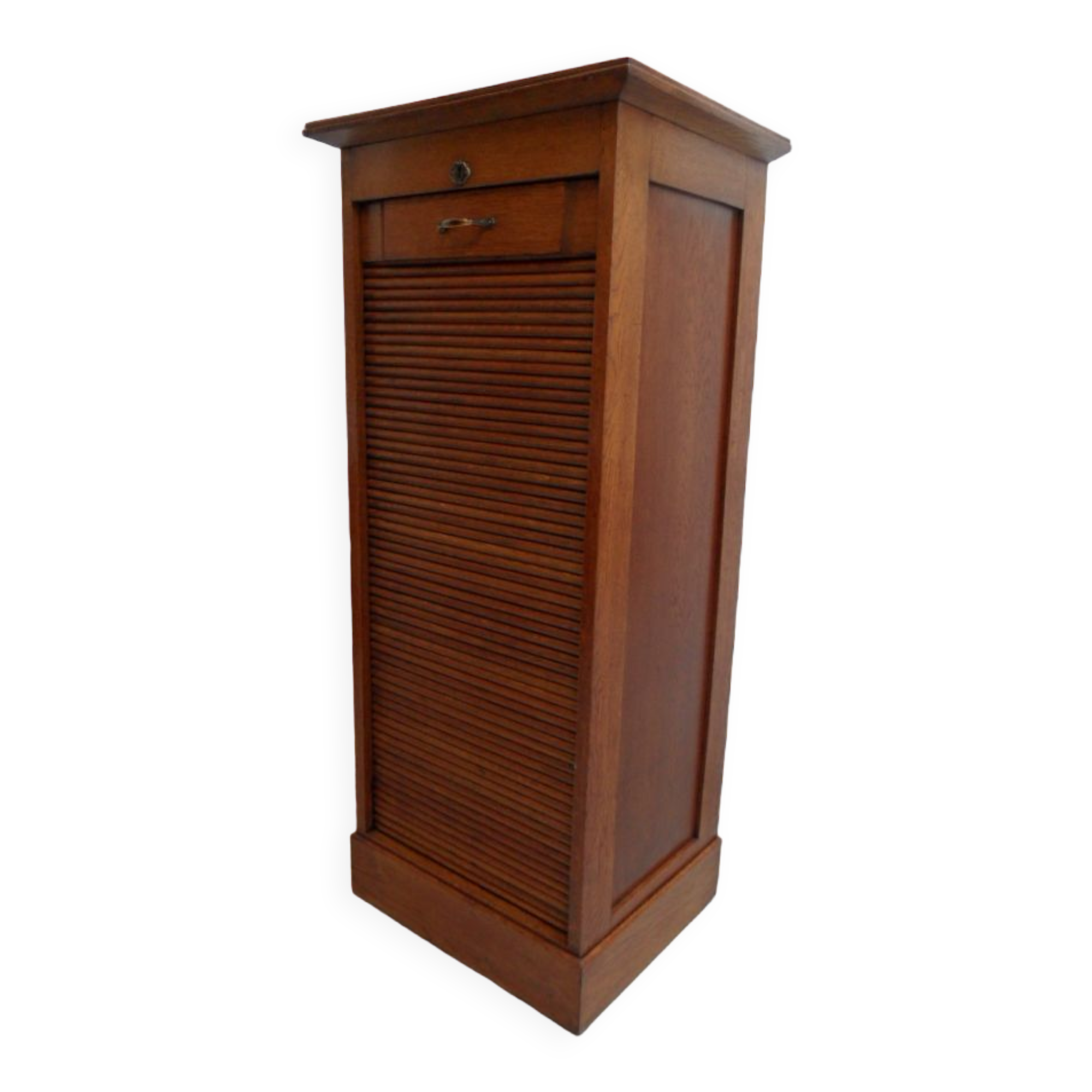 Vintage oak filing cabinet with roller shutter