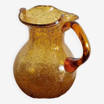 Bulled amber glass decanter