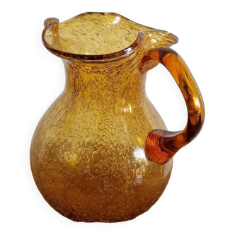 Bulled amber glass decanter