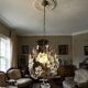 Suspension vintage fleur en laiton et verre