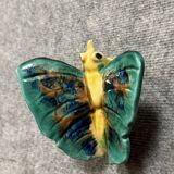 Vallauris after Jérôme Massier: ceramic flower vase with butterfly