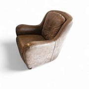 2 fauteuils en cuir marron édités par Natuzzi, années 1980
