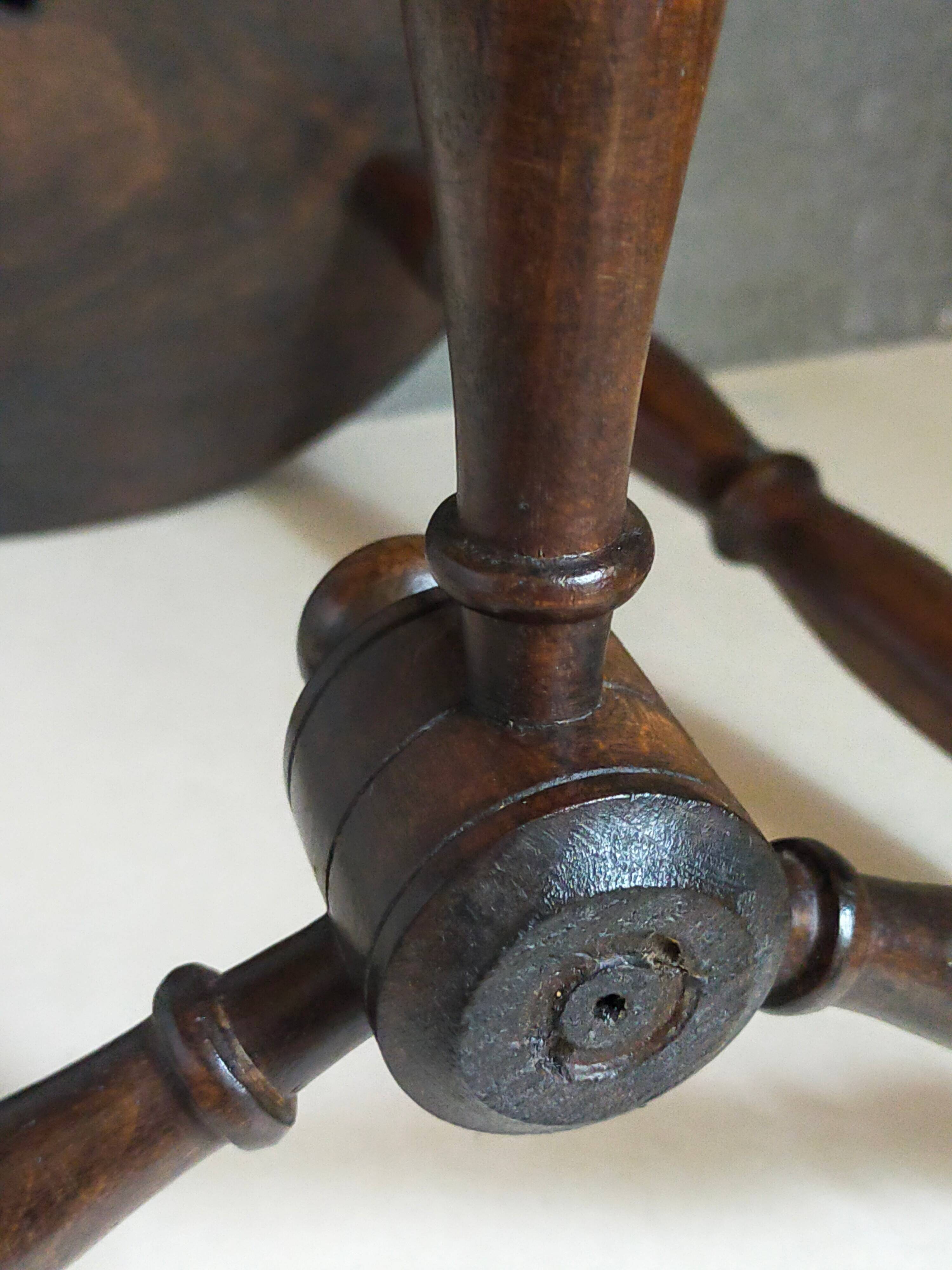 Vintage turned solid wood tripod stool