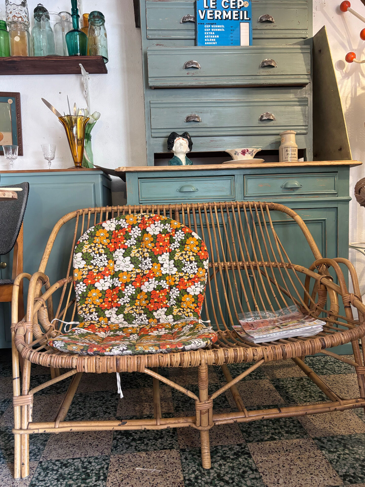 Rattan bench sofa