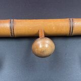 Old turned wooden coat rack 1930s bamboo style - 3 hooks