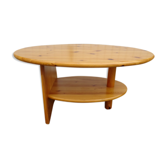 Asymmetrical coffee table in vintage pine year 70