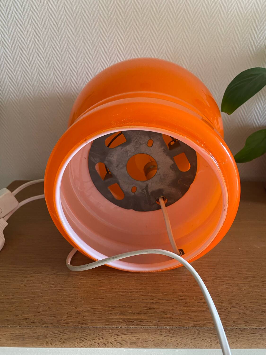 Lampe vintage Space age en verre orange