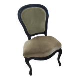 Set of 2 vintage Louis XV style chairs – Green velvet & black wood