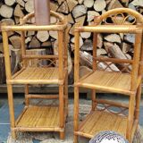 Chevets table de nuit en rotin vintage