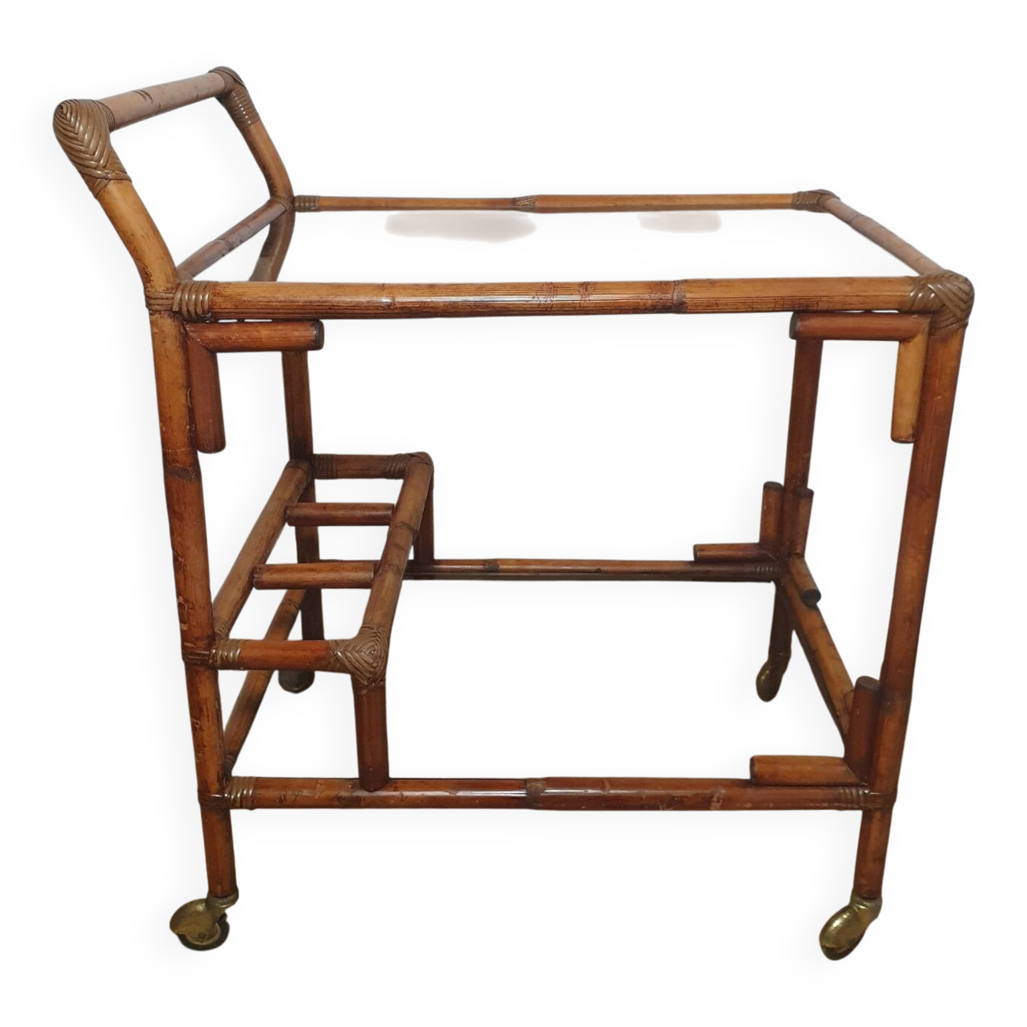 Rattan serving cart