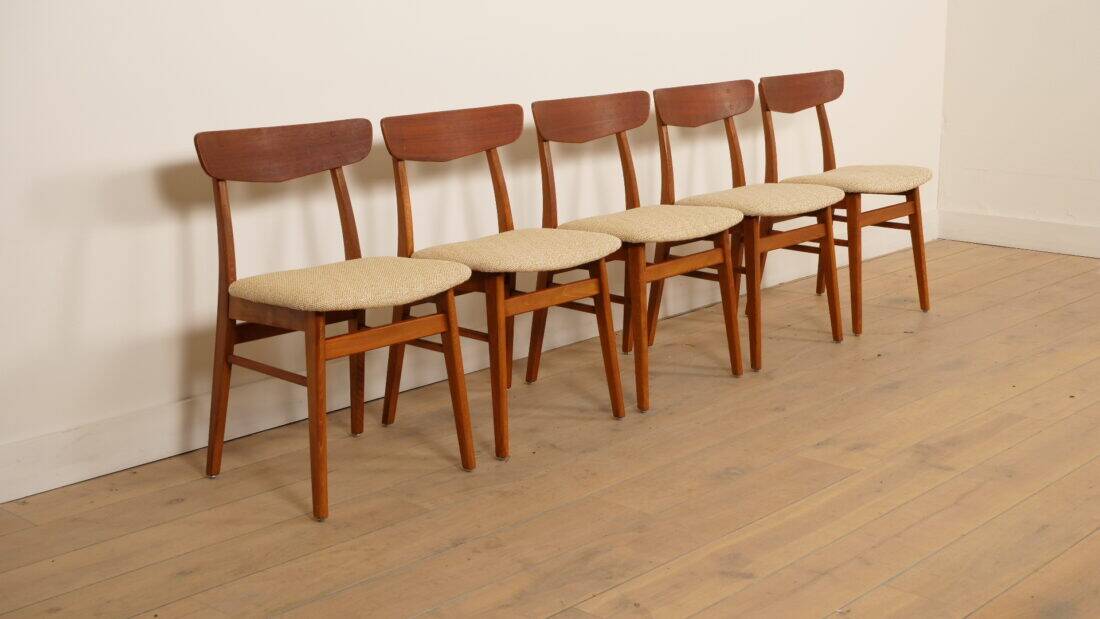5 x dining chair | Farstrup | Model 210 | Restored | Cream/yellow