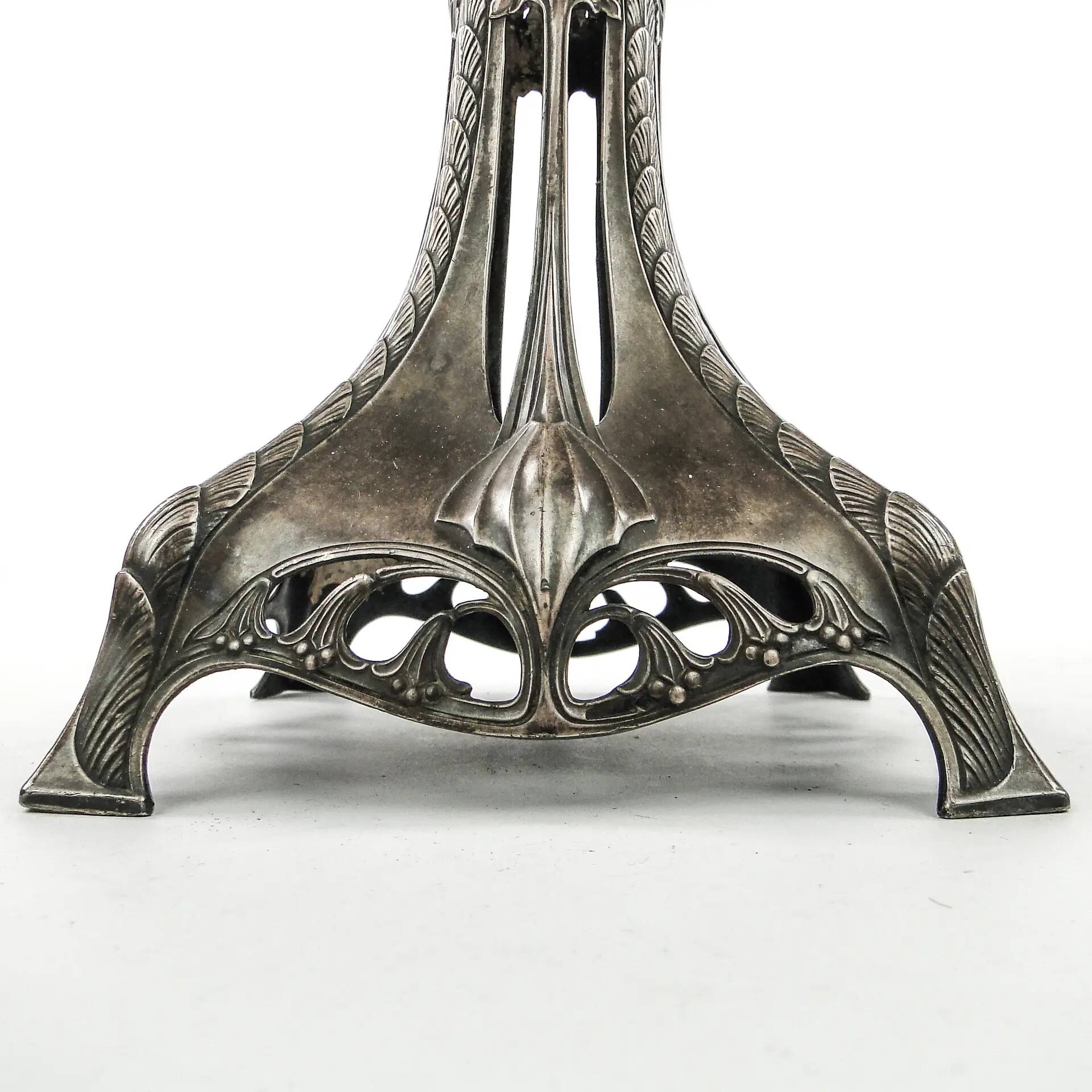 Art Nouveau figural centerpiece, silver-plated pewter, WMF, Germany, early 20th century