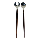 Teak and stainless steel salad cutlery in Scandinavian style, 1960s.