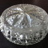 Structured glass round ceiling lamp vintage 60s-70s