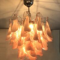 Pink and white “rondine” murano glass chandelier d60