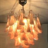 Pink and white “rondine” murano glass chandelier d60