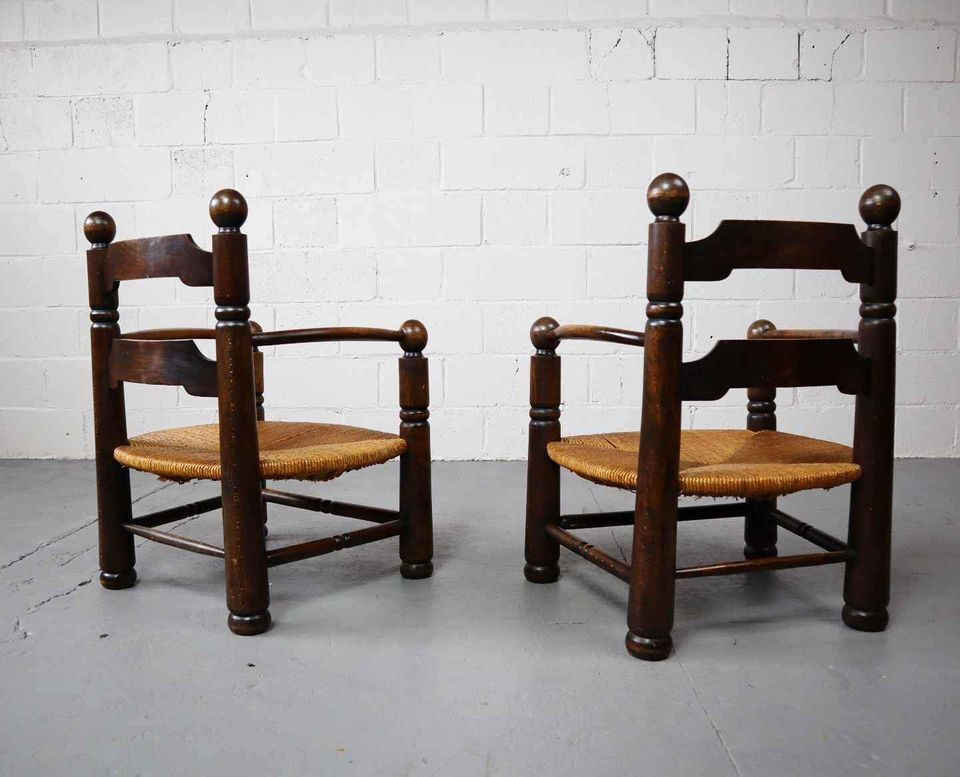Paire de fauteuils en chêne, années 1940
