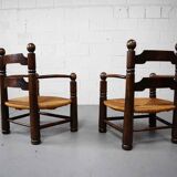 Paire de fauteuils en chêne, années 1940