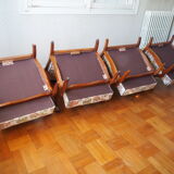 Four 1950s armchairs - wooden armrests