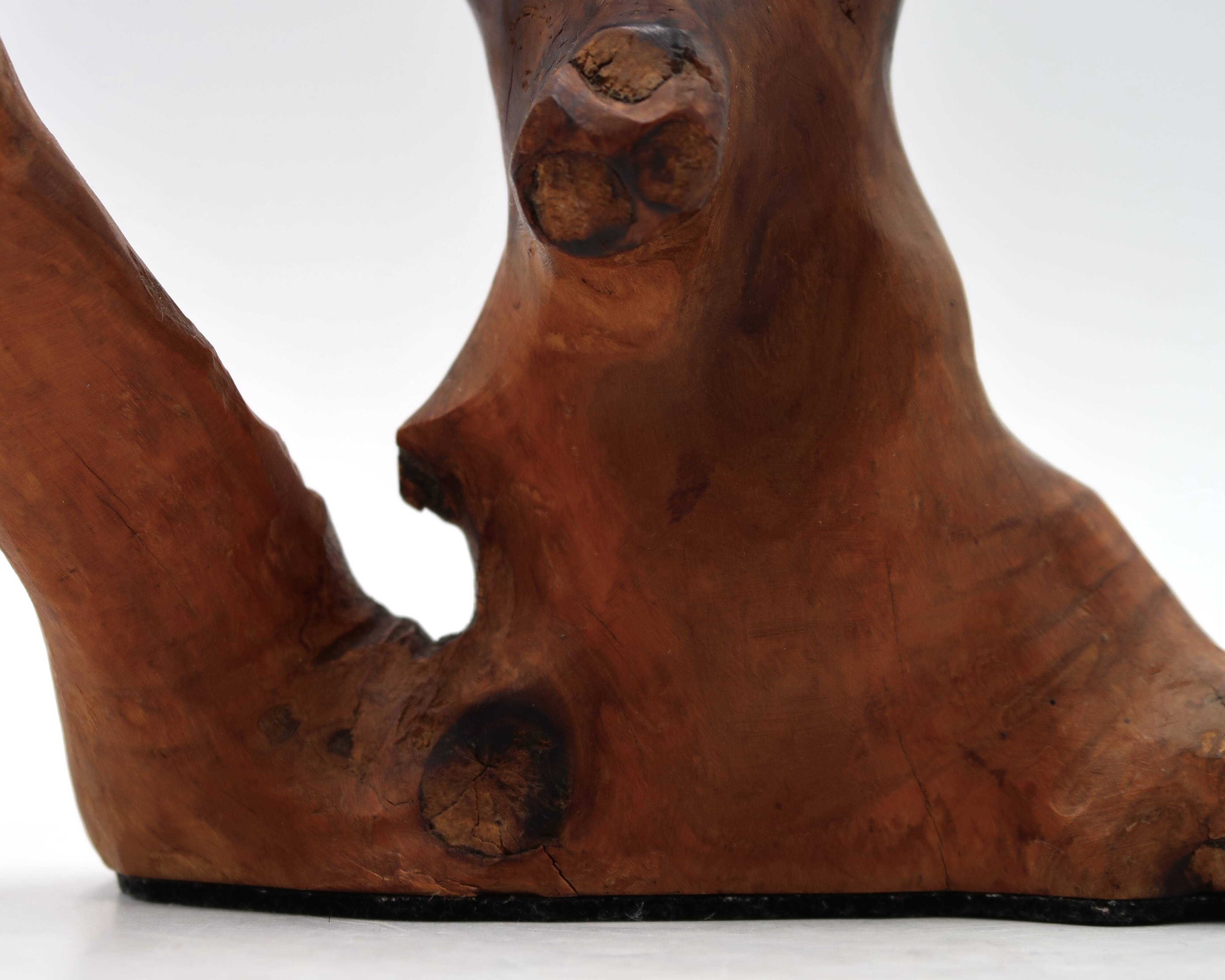 Monoxyle olive wood lamp, free form, 1950s.