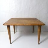 wooden side table with compass legs, 1950s/60s design