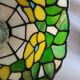 Antique stained glass and tin pendant light