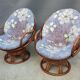 Paire fauteuils rotin pivotant avec coussin amovible