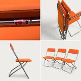 Framar folding chairs orange felt 1970