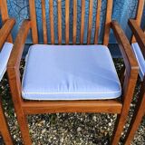 Stackable chair-armchair in solid teak with cushion by Vlaemynck