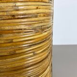 Mid-century rattan and brass bauhaus waste paper bin, france, 1960s