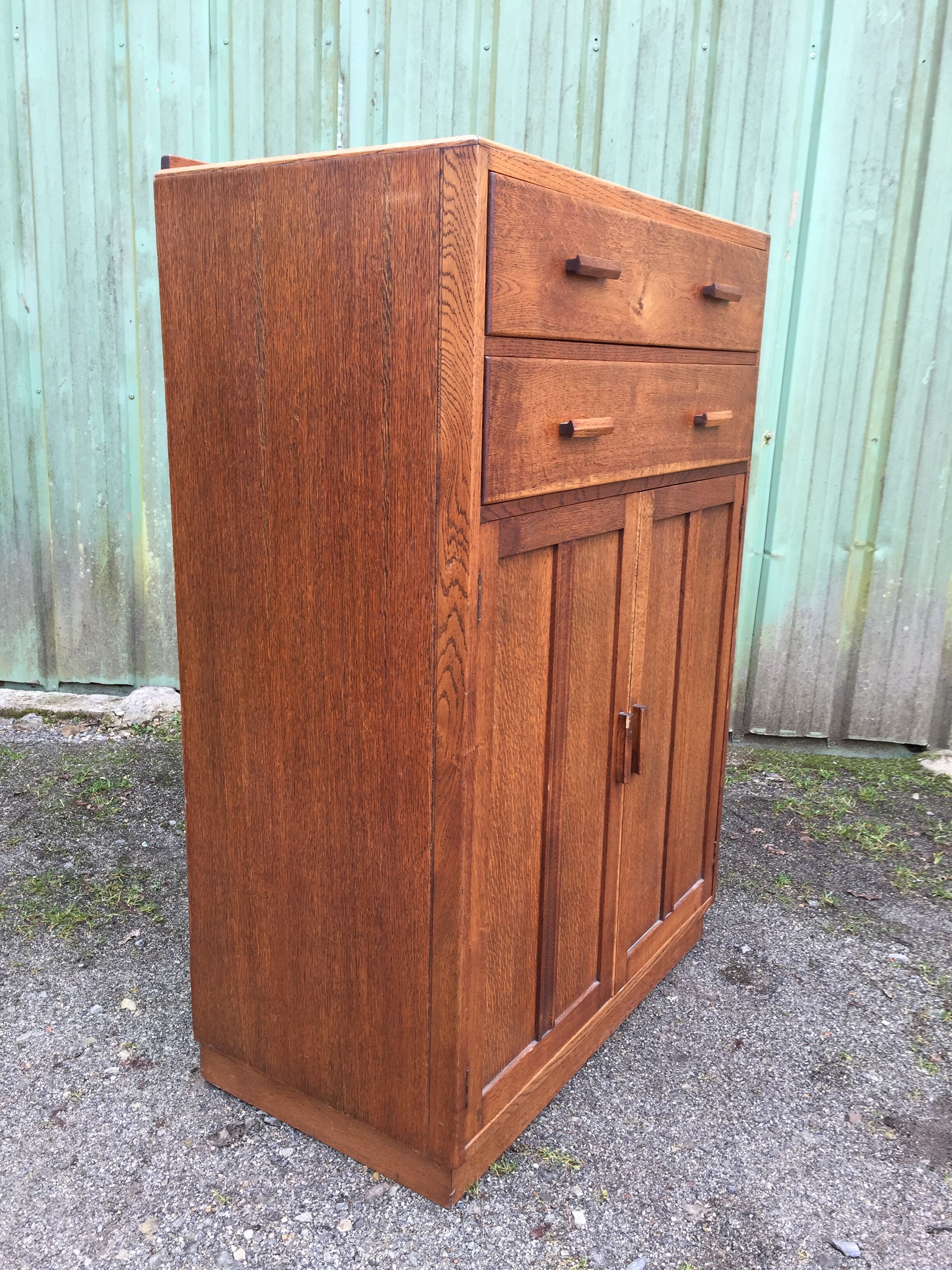 Vintage wardrobe said tall boy oak with 2 drawers and 2 doors