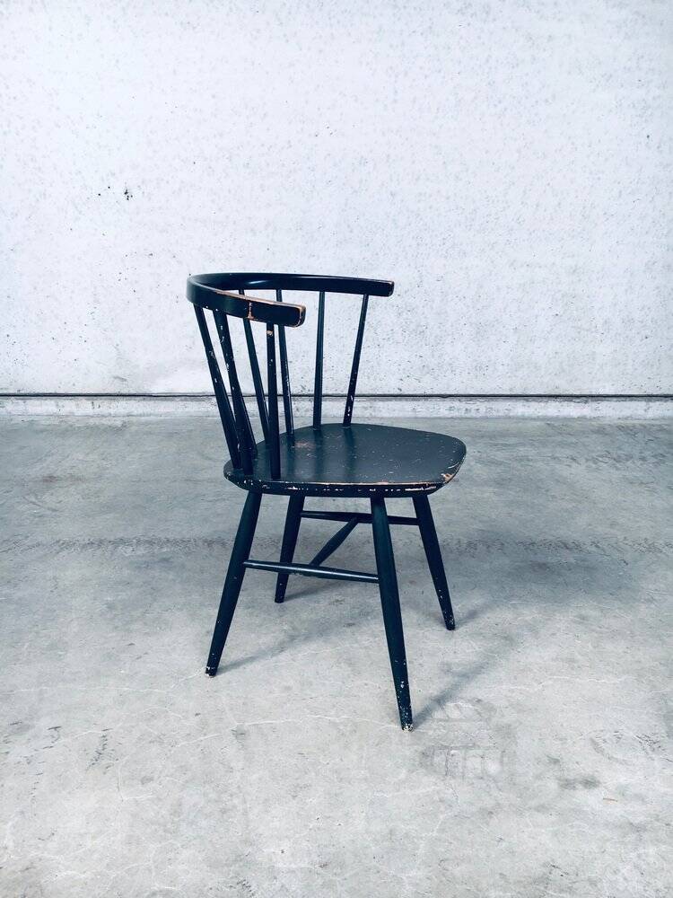 Mid-Century Scandinavian Design Curved Spindle Back Side Chair, Denmark, 1960s