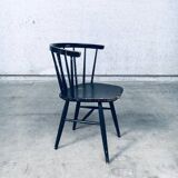 Mid-Century Scandinavian Design Curved Spindle Back Side Chair, Denmark, 1960s