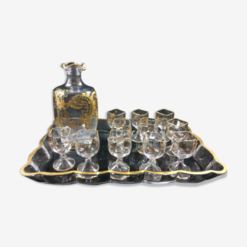 Glass liquor service enamelled gold 1930