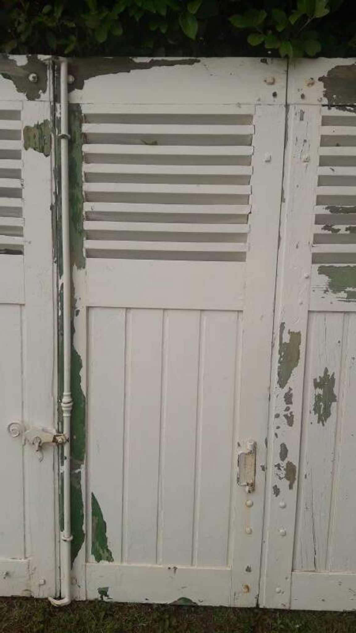 Volets 4 vantaux H148xL245cm persiennes chêne anciens paire 1