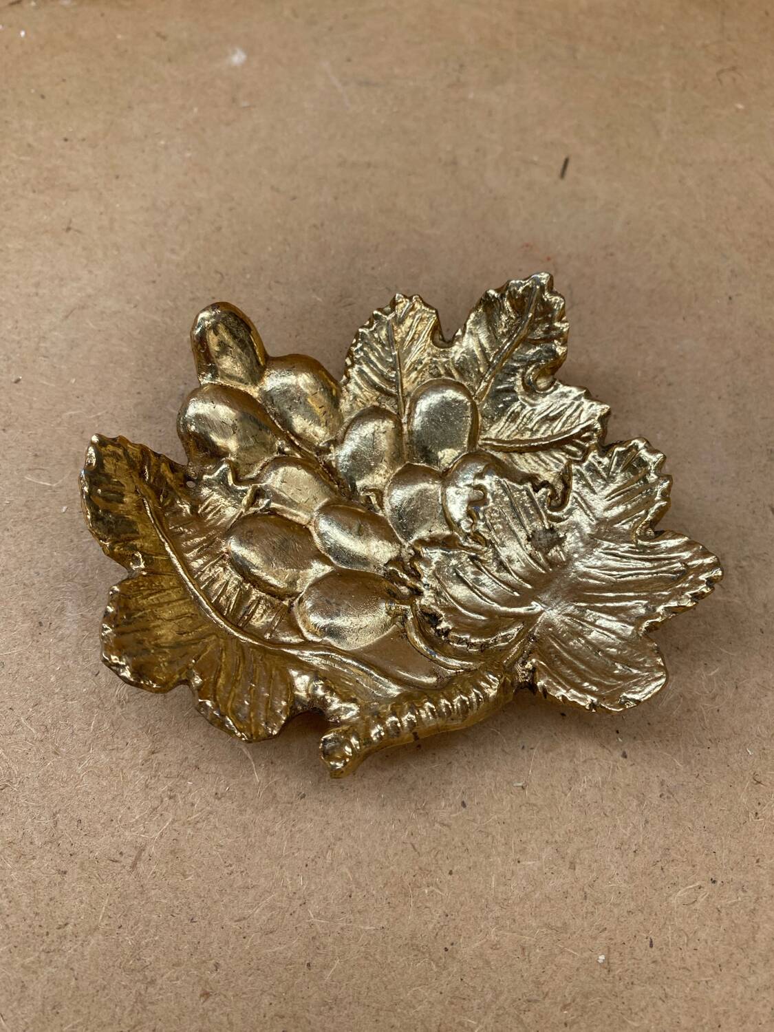 Old vintage grape cluster shaped gold metal pocket tray